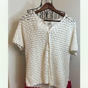 Elegant White Crochet Women Top/Cardigan
